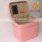 leather women cosmetic makeup bag with debossed logo