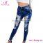 High Quality Blue Mature Slimming Ripped Women Jeans
