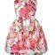 2016 summer new big flower printing sleeveless dress bowknot vest girls skirt