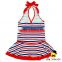 Formal Children Summer Waterproof Stringy Selvedge Striped Tie Dress Design Baby Girl Kids One Piece Swimwear Beachwear