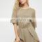 Women adjustable tie back neck with dip dye tassel ends short sleeve cotton romper summer