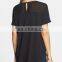 CHEFON Short sleeve pleat front ladies cute chiffon blouses designs 2016