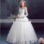 Custom Luxury Long Sleeve Trails New White Deep V-neck Ball Gown Wedding Party Dress
