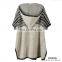 Women Design Sleeveless Jacquard Knitting Hooded Poncho