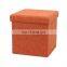 Reatai high quality cube square Linen fabric foldable ottoman storage box for house
