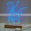 Customized USB Acrylic Board With Wood Lamp Base Kids 3D Led DIY Night Lights