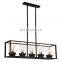 Modern Black Metal Iron Frame Rectangle Hanging Large Lantern Chandelier Pendant Lighting