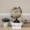 hot selling gold color iron metal sculpture hollow out rotation decorative world globe
