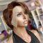 4# Brown Preplucked Brazilian Human Hair Short Bob Straight Pixie Cut Wig Transparent Lace Frontal Wigs For Women