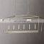 19TH C. ENGLISH OPENWORK RECTANGULAR Brass Glass Modern LED Ceiling Chandelier, Simple Home Decor for Living Room and Restaurant