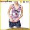 Trendy printing deep V girl swimsuit sexy one piece teenage girls swimwear