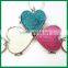 Heart Shape With Glitter Powder Iron Compact Mirror Key Chain