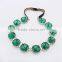 Trending lady jewelry fancy leather chain green crystal necklace