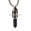 Titanium steel man black gemstone pillar stainless steel pendant