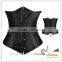 Black Leather Steampunk Underbust Corset with One Side Leatherette Pocket