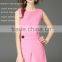 lovely pink one-piece sleeveless falbala design knee-length girl dress ladies