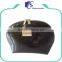 Black pu leather women shell custom cosmetic bag