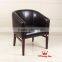 Black leather Chesterfield armchair / leather / fabric YZA500