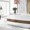 Elegant white color shining unique reception desk design