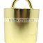 Cow bell in silver plated with leather strap attached