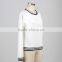 F5S10119 Women Long Sleeve Round Neck T shirt White Color Plain Dyed