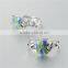 New Designer Adjustable Enamel Fish Shape Silver Ring With Rhinestone