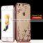 Hot Selling Luxury Garden Style Crystal Clear Soft TPU Diamante Eletroplated Case for Iphone 6