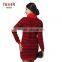 Women Winter High Neck Knit Red Cashmere Dress, Red-Black-Stripe High Neck Dress