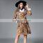 B40991A 2017 new fashion women clothing suede long printing coat