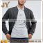 Press-stud Placket Ribbed Trims Men's Grey Varsity Jackets with Baseball Collar JYABE014