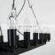 Decorative large industrial led ceiling hanging black wrought iron chandelier pendant lamp