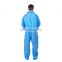Factory Direct Sale Breathable Elastic Cuff Zipper Closure With Flap Industrial 40gsm SMS Non Woven Coverall With Shirt Collar