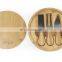 Wholesale Kitchen High Quality Simple Round Bamboo Cheese Board With Knife Set