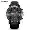 SINOBI Cool Men's Watch Chronograph Wrist Watch Calendar Date Function Watchs Soft Leather Strap S9760G
