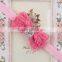 Custom glitter wholesale fabric rose flower hair bows MY-BA0013