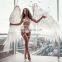 Sweet Girl Sexy Fashion Feather Lingerie 3 Pcs Set Appliques Hollow Out Underwear Women  Garter Lingerie Sexy