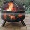 Landmann USA Big Sky Fire Pit,Wildlife,Stars,Moons with Spark screen and Cooking Grate
