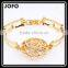 18k Gold Camellia Crystal Sparkle Diamond Hollow Chain Bangle Bracelet