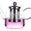 1200ml Hot Selling Borosilicate Glass Tea Pot With Stainless Steel Infuser Tea Pitcher Teapot