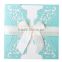 Handmade Ribbon Blue Luxurious Wedding Invitation Card