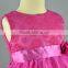 2016 spring pink cotton mesh embroidered baby dress with cute bow