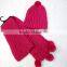 Wholesale Knitted Women Red Winter Hat and Scarf Sets
