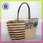 Handled stripe style and jute with cotton material tote bag