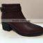 leather ankle boots with heel buckle for female