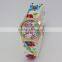 promotion woman floral silicone wristband geneva flower watch