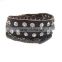 Boshiho Jewelry Leather Multilayer Buff Bracelet with a Chain