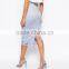 Fashion embroidered silvery split back Midi pencil Skirt