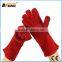 BSSAFETY A/B grade COW SPLIT LEATHER long red welding gloves