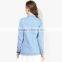newest fashion design plain light blue women jeans jacket wholesale