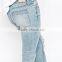 light blue plain knee ripped wide botton new model jeans pent style